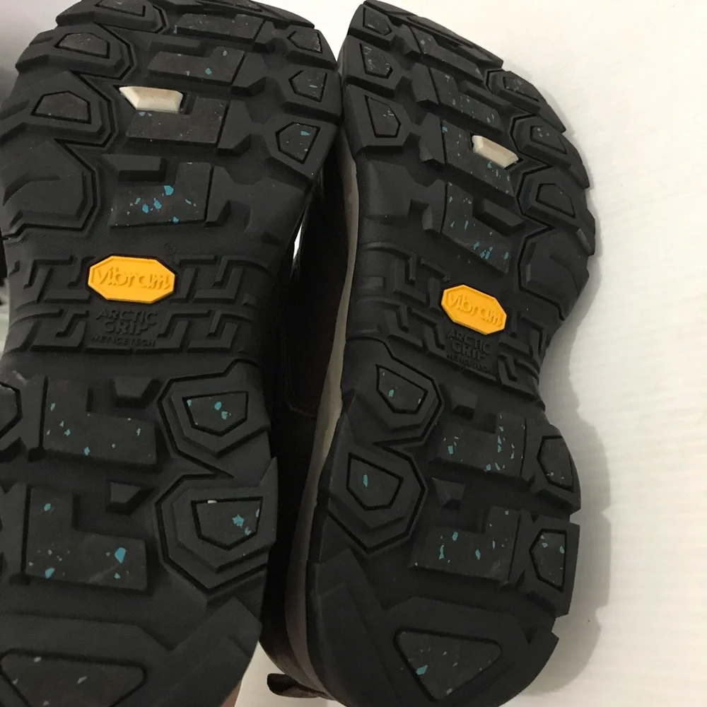 L.L. Bean Vibram Arctic Grip Brown Leather Waterproof Slip On Women's Size 10